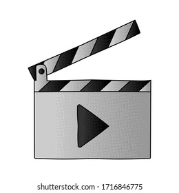 Clapperboard vector design. digital hand drawn. halftone texture