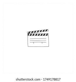 A clapperboard, vector hand drawn icon. Cinema isolated object, cinematography illustration. For branding and business identity. For movie houses, film production companies, shops and cafe.