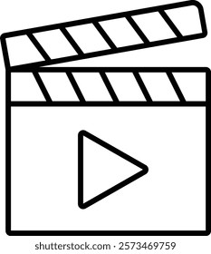 Clapperboard vector icon. Can be used for printing, mobile and web applications.