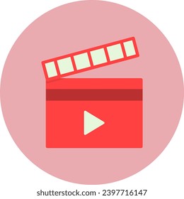 Clapperboard Vector Icon Flat Circle Style