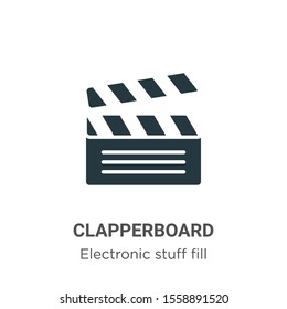 Clapperboard vector icon on white background. Flat vector clapperboard icon symbol sign from modern electronic stuff fill collection for mobile concept and web apps design.