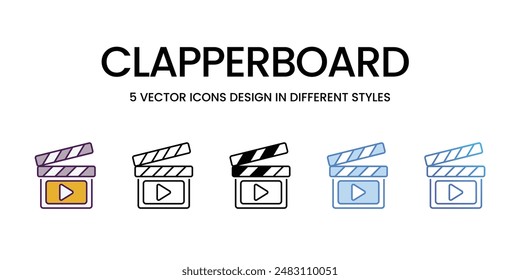 Clapperboard vector icons set stock illustration