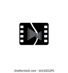 Clapperboard vector illustration, flat style clapperboard with play button, film making device, video movie clapper equipment