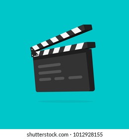 Clapperboard vector illustration isolated, flat cartoon style clapper board icon in 3d, filmmaking device, video movie clapper equipment