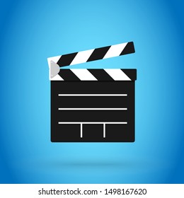 Clapperboard vector illustration isolated on blue color background