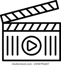 Clapperboard Vector Line Icon Design