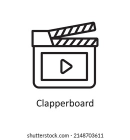 Clapperboard vector Outline Icon Design illustration. Creative Process Symbol on White background EPS 10 File