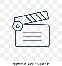 Clapperboard vector outline icon isolated on transparent background, high quality linear Clapperboard transparency concept can be used web and mobile