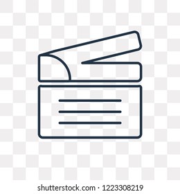 Clapperboard vector outline icon isolated on transparent background, high quality linear Clapperboard transparency concept can be used web and mobile