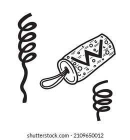 Cartel en vektrore. Velas y petardos al estilo de doodle para las vacaciones.

