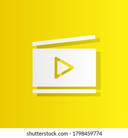 Clapperboard white icon with shadow