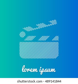 Clapperboard White stroke fill with blue & green gradient background Icon / Logo Design