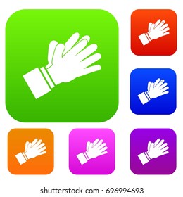 Clapping applauding hands set icon in different colors isolated vector illustration. Premium collection