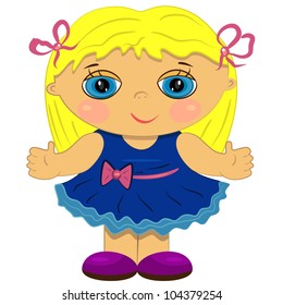 clapping baby girl. cute doll illustration