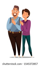 Clapping concert spectators flat illustration. Male and female smiling performance viewers cartoon characters isolated on white background. Leisure, family rest concept. Audience applause