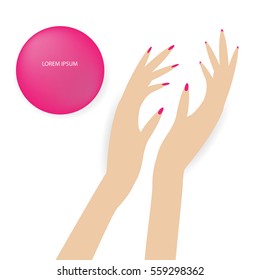 Clapping girl or woman hands held up raised isolated on white background. Vector illustration
