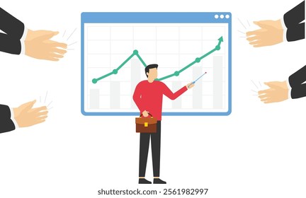 Clapping hand compliment for the great businessman, Vector illustration design concept in flat style

