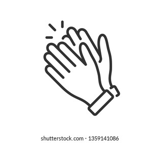 Clapping hand icon. Applause clap. Celebration hand gesture. Audience slam icon. Cheers slap sign. Celebration expression. Clapping symbol in outline style. People appreciation vector