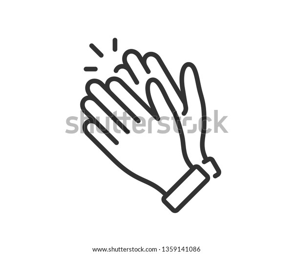 Clapping hand\
icon. Applause clap. Celebration hand gesture. Audience slam icon.\
Cheers slap sign. Celebration expression. Clapping symbol in\
outline style. People appreciation\
vector