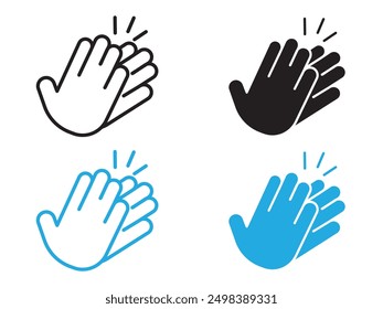 Clapping hand icon black and white vector outline sign