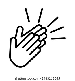 Clapping hand icon linear logo mark in black and white