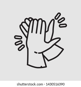 clapping hand icon seen from the left, illustration isolated vector sign symbol in gray background