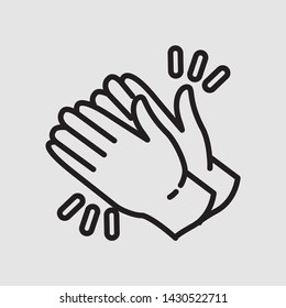 clapping hand icon seen from the left, illustration isolated vector sign symbol in gray background