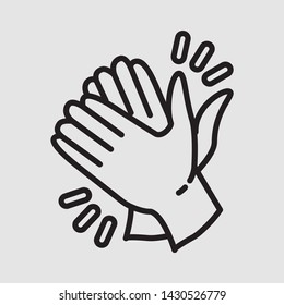 clapping hand icon seen from the left, illustration isolated vector sign symbol in gray background