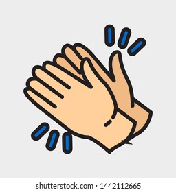 clapping hand icon seen from the left, icon flat style, illustration isolated vector sign symbol in gray background