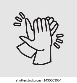 clapping hand icon seen from the right, illustration isolated vector sign symbol in gray background 
