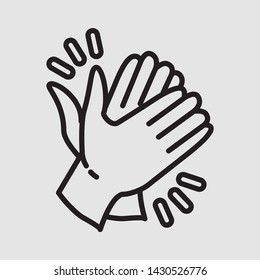 clapping hand icon seen from the right, illustration isolated vector sign symbol in gray background