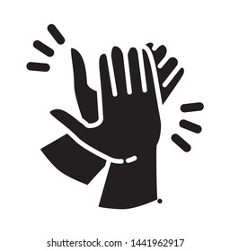 clapping hand icon seen from the right, icon glyph style, illustration isolated vector sign symbol in white background