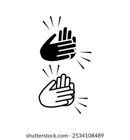 clapping hand icon set color editable