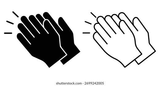 Clapping hand icon set. Hands vector icon set. Silhouette of Hands clap symbol. Victory gesture, applause, celebration, success sign and symbol. Vector illustration.