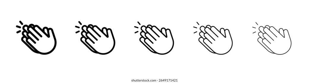 Conjunto de marca de logotipo de contorno delgado de icono de mano de aplausos