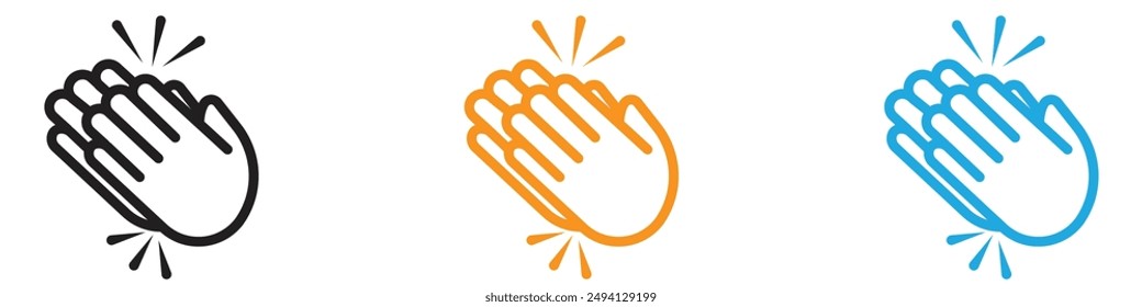 Clapping hand icon vector logo set collection for web app ui