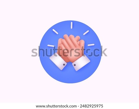 Clapping hands 3d icon. Applaud for web, banner, poster, print. 3d web vector illustration.