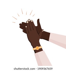 Clapping hands applause flat composition with isolated human hand images on blank background vector illustration