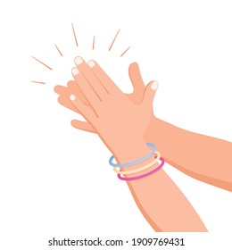 Clapping hands applause flat composition with isolated human hand images on blank background vector illustration