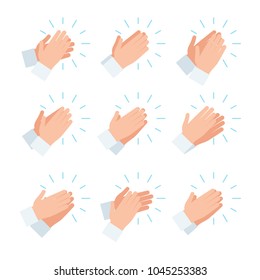 Clapping hands, applause icon set. Vector illustration in flat style design, isolated on white background