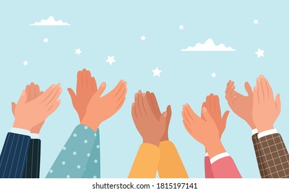 Clapping hands, different people applaud. Vector illustration in flat style