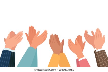 Clapping hands, different people applaud. Vector illustration in flat style