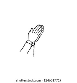 clapping hands doodle icon vector