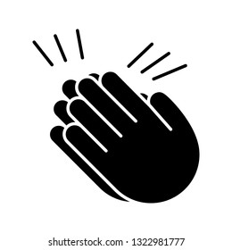 Clapping hands emoji glyph icon. Silhouette symbol. Applause gesture. Congratulation. Negative space. Vector isolated illustration