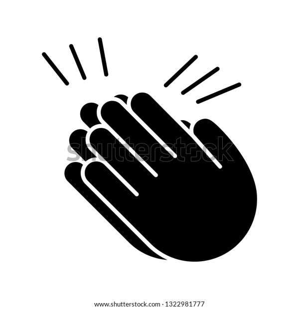 Clapping Hands Emoji Glyph Icon Silhouette Stock Vector Royalty Free