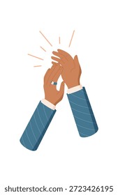 Mãos batendo palmas em estilo colorido plano. O gesto de aplausos simboliza trabalho em equipe, celebração e reconhecimento. Representando a conexão humana, congratulação e unidade aplausos em conceito alegre.