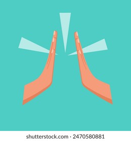 Clapping hands flat icon. Applause clap hands. Vector illustration catoon design. Isolated on background. Gesture bravo.