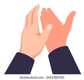 Clapping hands in a flat style. Vector illustration of a hands, showing congratulations, support, ovation isolated on a white background