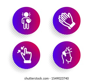 Clapping Hands, Friend And Touchscreen Gesture Icons Simple Set. Halftone Dots Button. Brand Ambassador Sign. Clap, Love, Zoom Out. Megaphone. People Set. Classic Flat Clapping Hands Icon. Vector