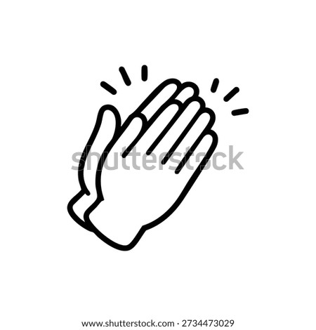 Clapping Hands Gesture Black And White Vector Icon Applause Symbol Line Art Illustration